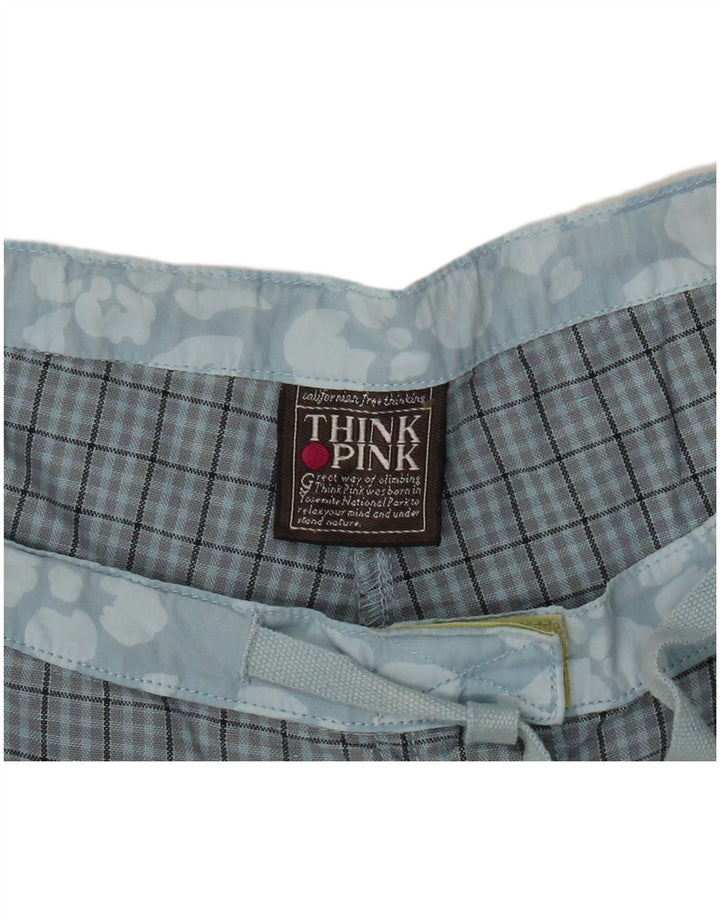 Pantaloni Capri da donna Think Pink W32 L21 a quadri blu