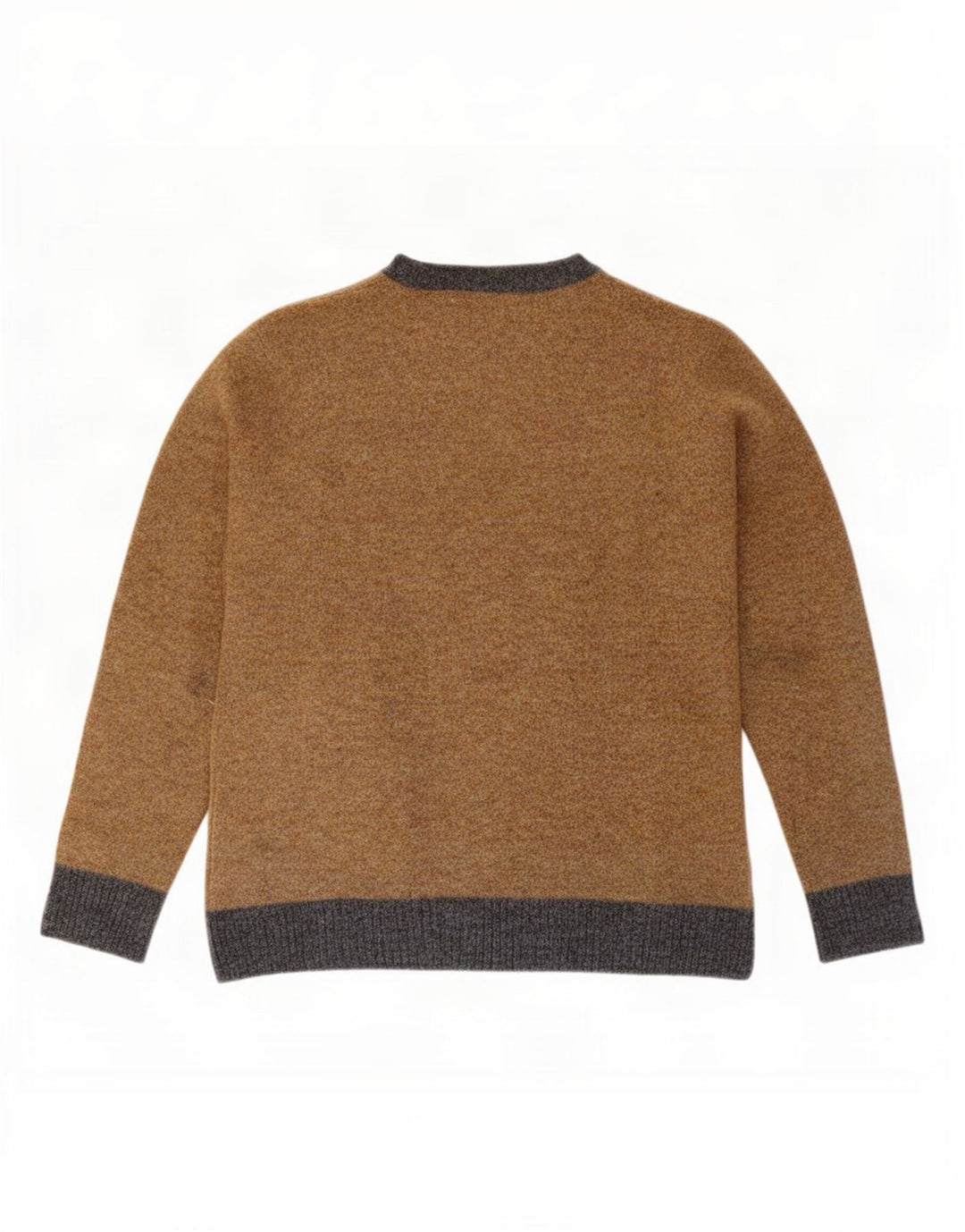 Maglione da uomo girocollo Brooksfield in lana color block marrone medio