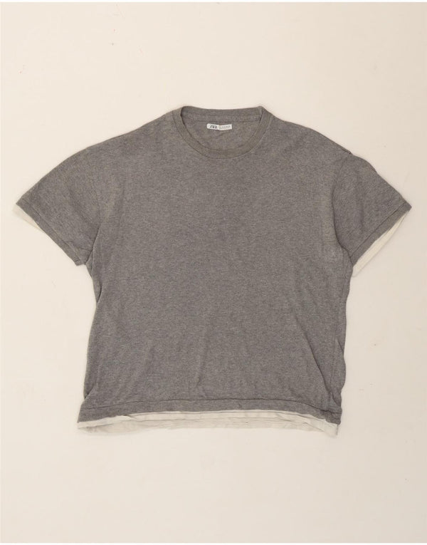 Zara Mens T-Shirt Top Small Grey
