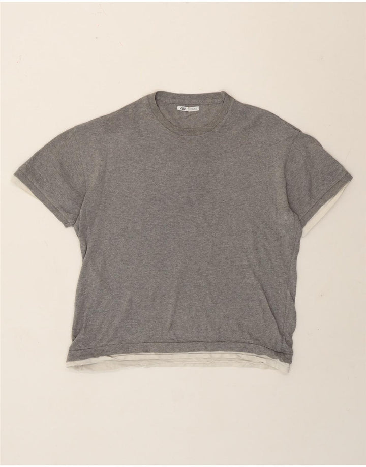 T-shirt Zara da uomo Top piccola grigia