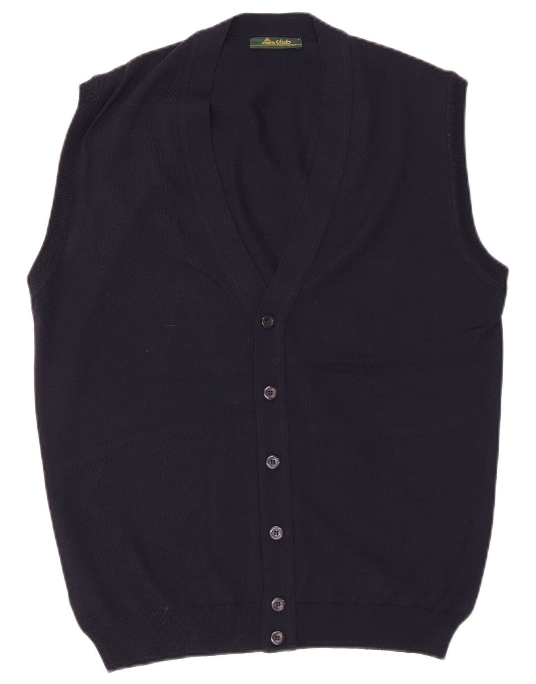 MAGLIA CLUB Maglione Cardigan Senza Maniche Uomo IT 48 Medio Blu Navy Lana