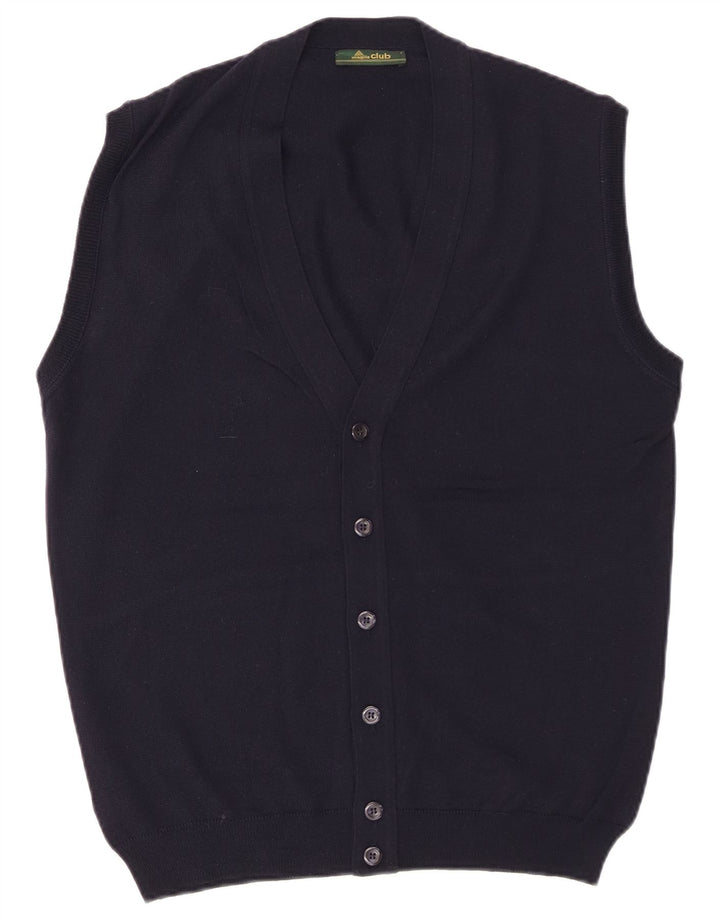 MAGLIA CLUB Maglione Cardigan Senza Maniche Uomo IT 48 Medio Blu Navy Lana