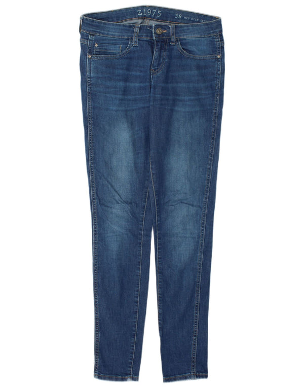 Jeans skinny da donna a vita media Zara EU 38 Small W28 L30 cotone blu