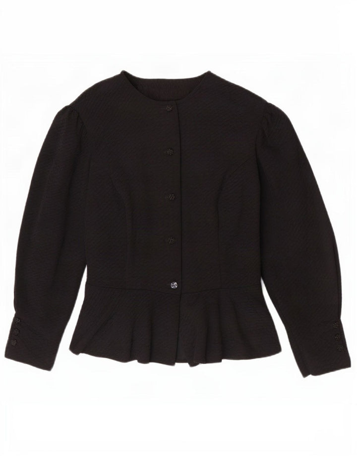 Camicetta camicia vintage da donna UK 12 media nera