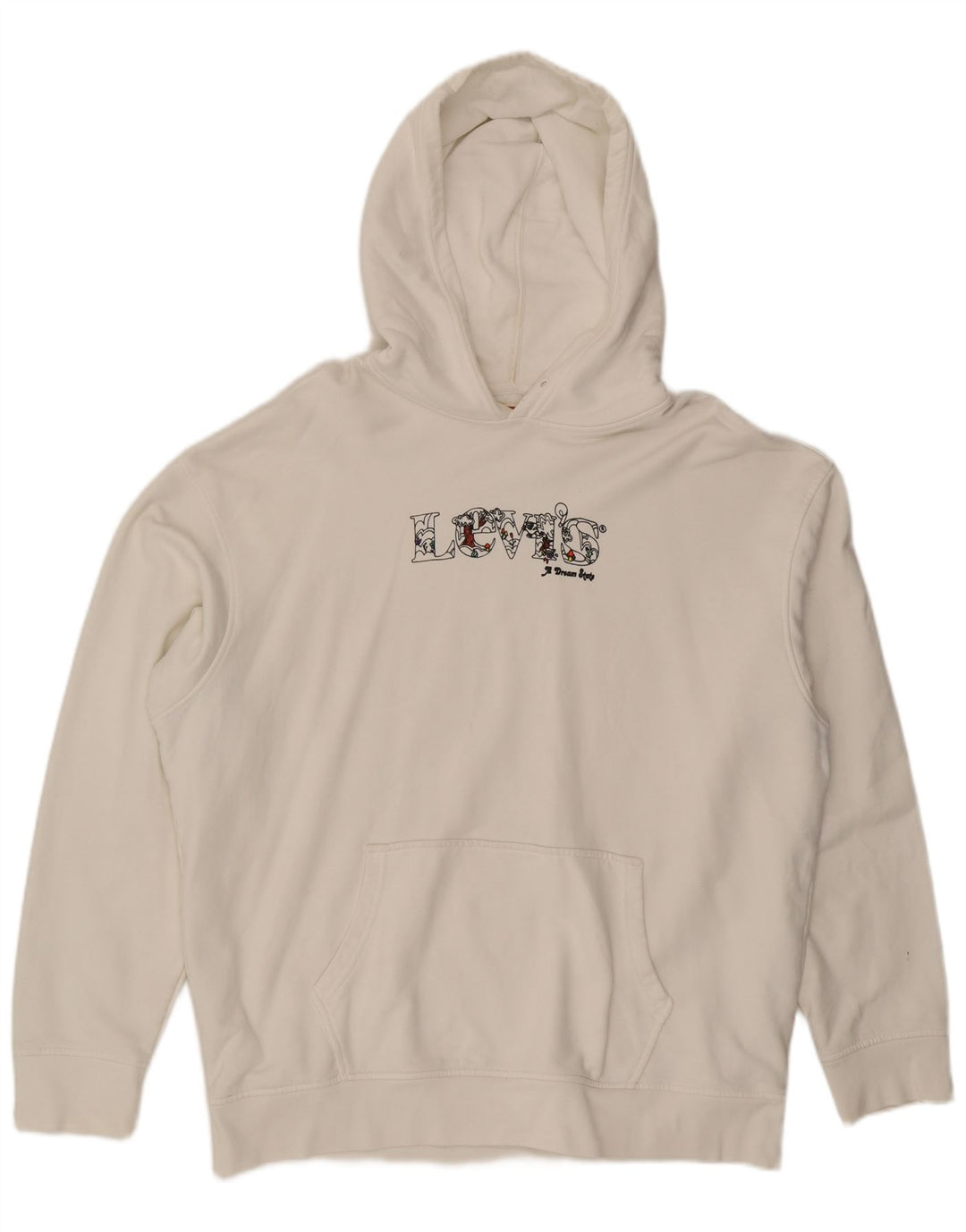 LEVI'S Mens Relaxed Graphic Hoodie Jumper 2XL White