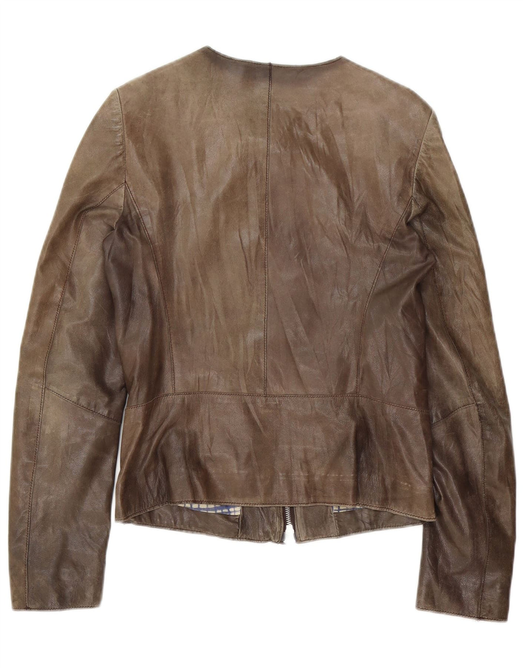 Giacca in pelle vintage da donna UK 10 piccola marrone