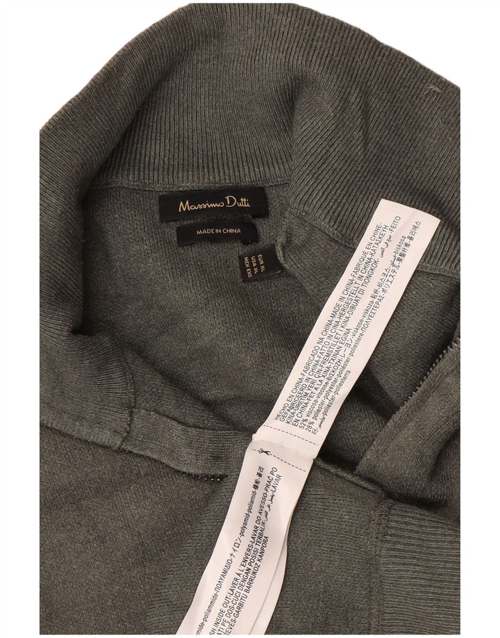 MASSIMO DUTTI Maglione da uomo con zip e collo XL in viscosa grigia