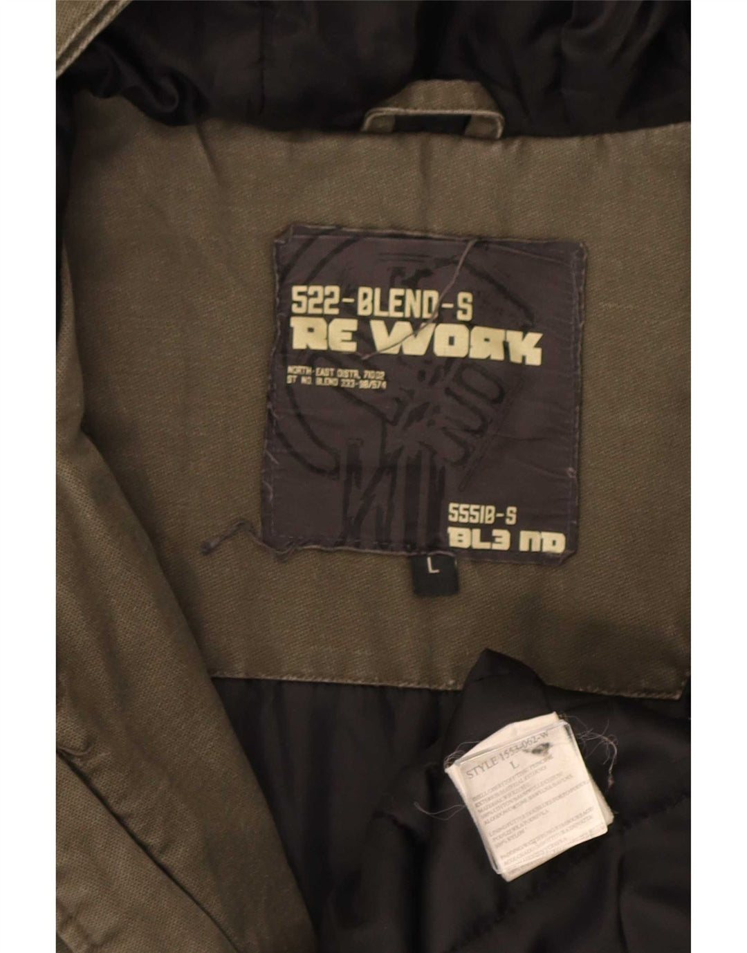 Giacca parka da uomo con cappuccio Blend UK 40 grande cotone kaki