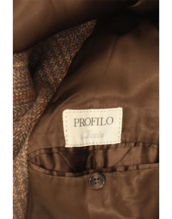 Cappotto doppiopetto militare da uomo Profilo UK 36 piccolo quadretto marrone