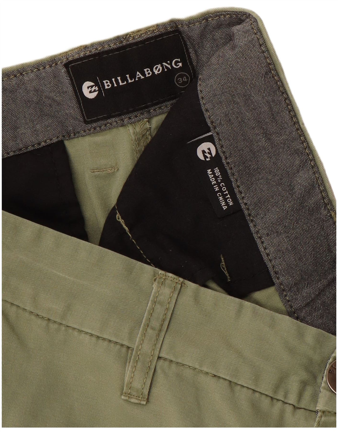 Pantaloncini chino da uomo Billabong W34 grandi cotone kaki