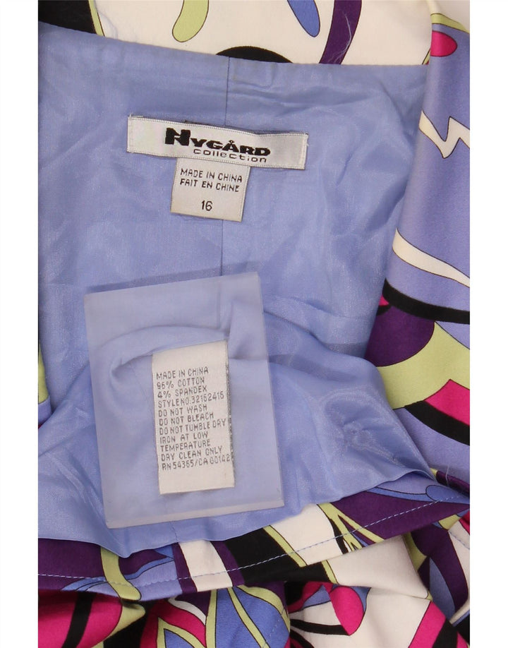 Giacca blazer a 3 bottoni da donna Nygard US 16 2XL cotone floreale blu