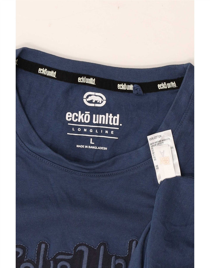 T-shirt grafica da uomo Ecko Unltd Top Large in cotone blu navy
