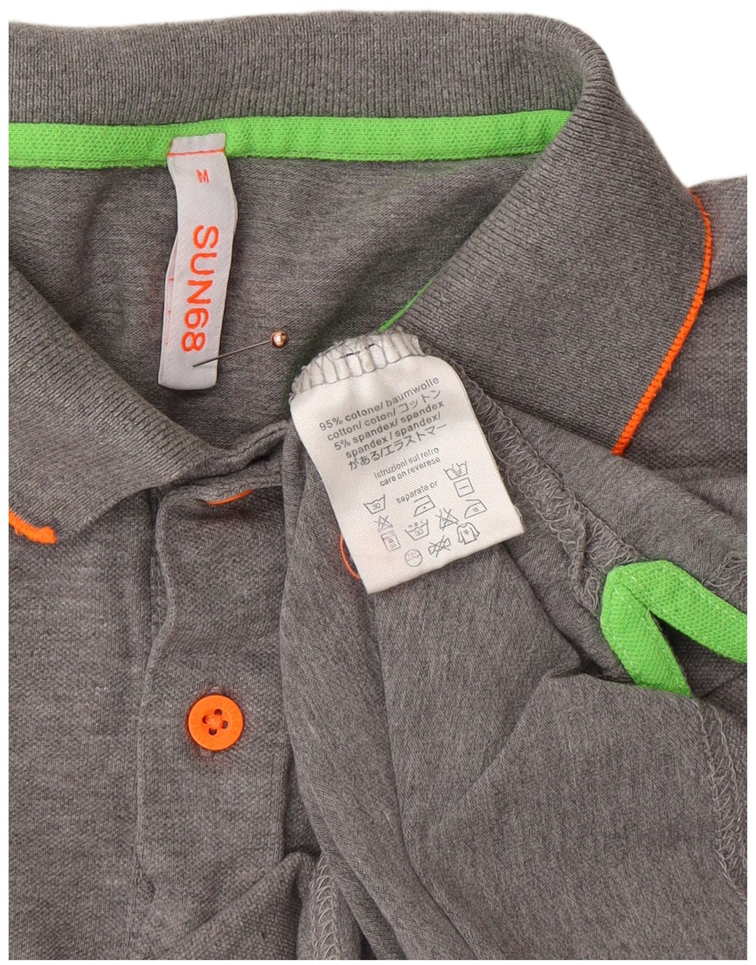 Polo da uomo SUN68 in cotone grigio medio