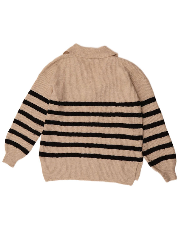 Maglione da donna Marks & Spencer con collo alto UK 14 a righe beige medio