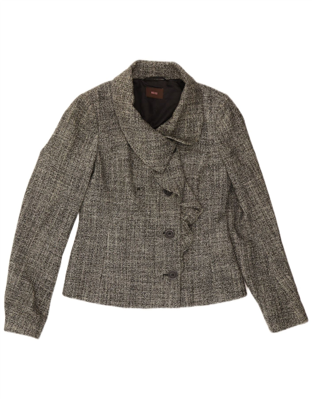 Giacca blazer da donna a 4 bottoni Reiss UK 10 piccola lana grigia