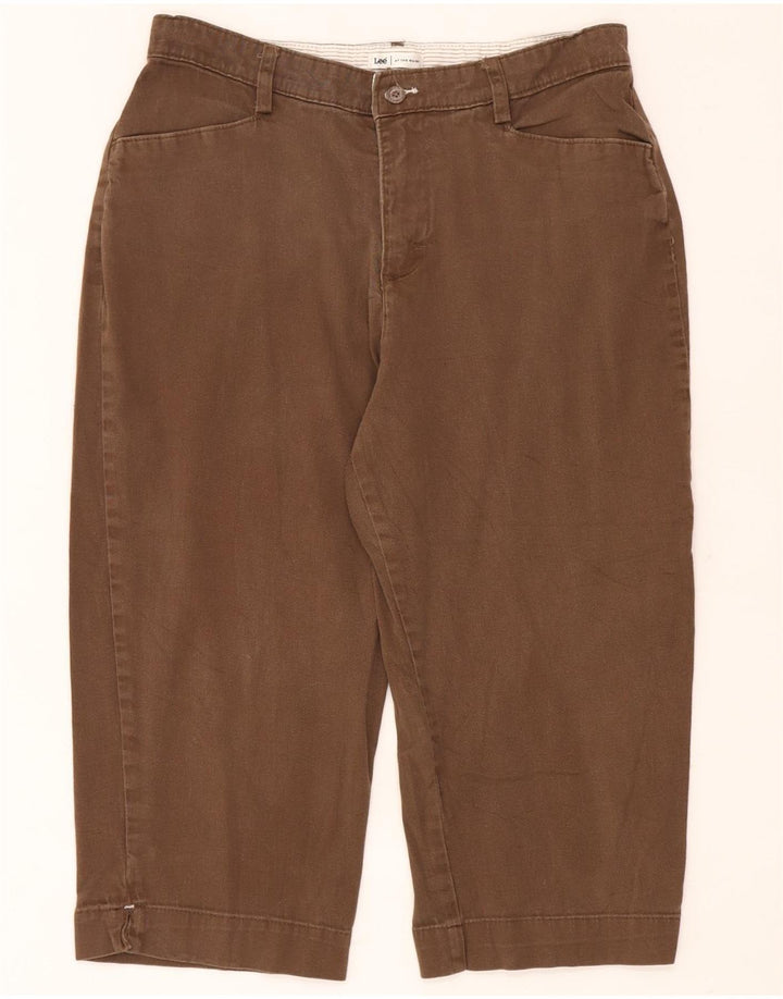 Pantaloni Capri da donna LEE US 12 Large W32 L20 Cotone marrone