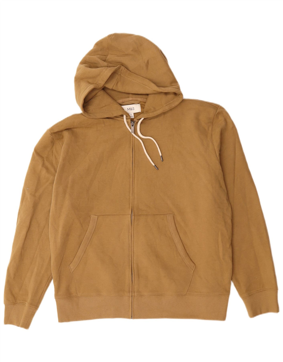 Maglione con cappuccio e zip da uomo Marks & Spencer XL in cotone beige