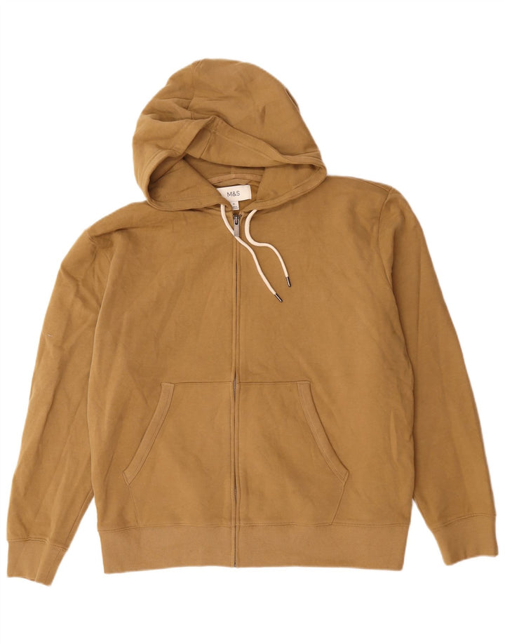 Maglione con cappuccio e zip da uomo Marks & Spencer XL in cotone beige