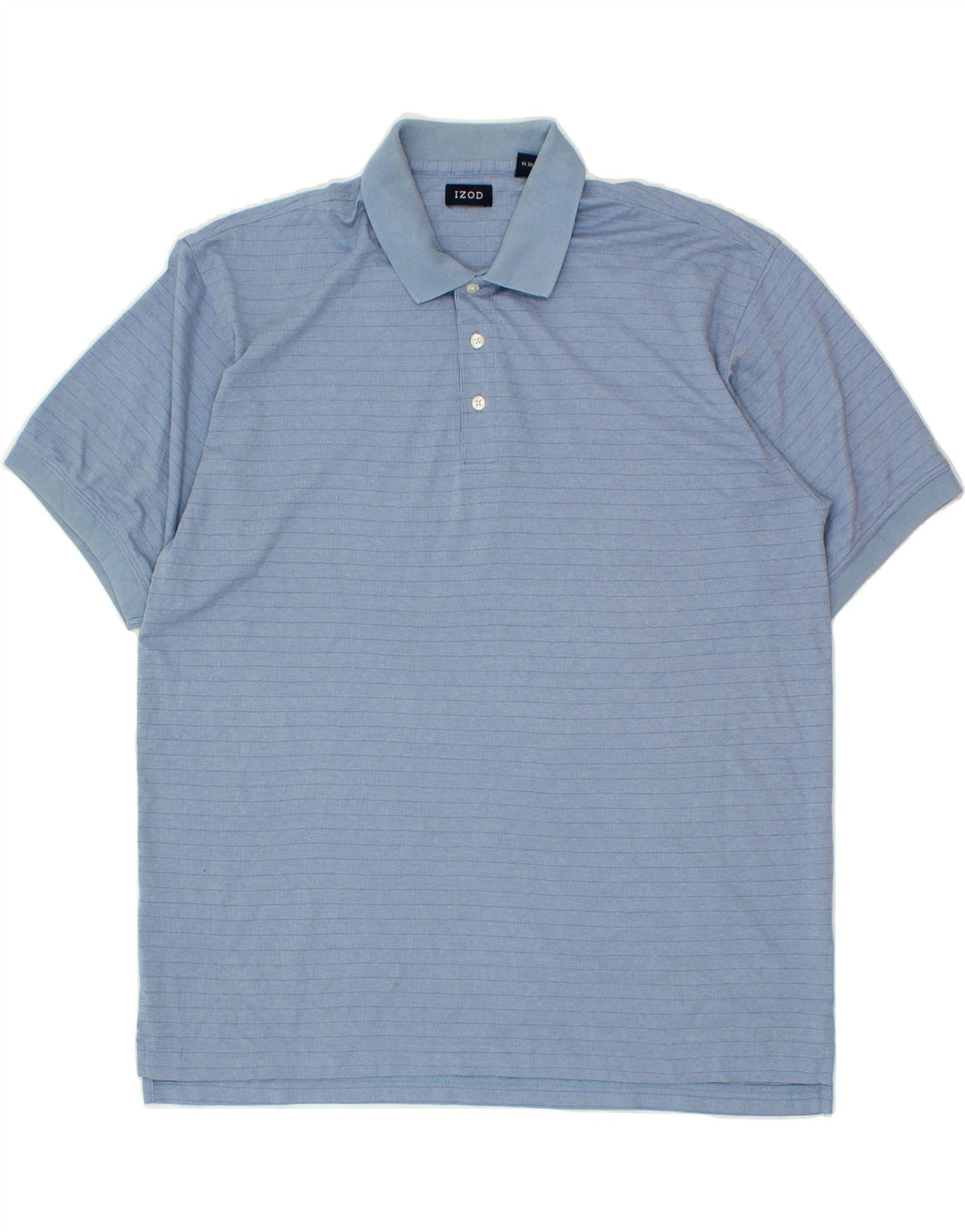 IZOD Mens Polo Shirt Large Blue Striped Cotton Vintage Izod and Second-Hand Izod from Messina Hembry 