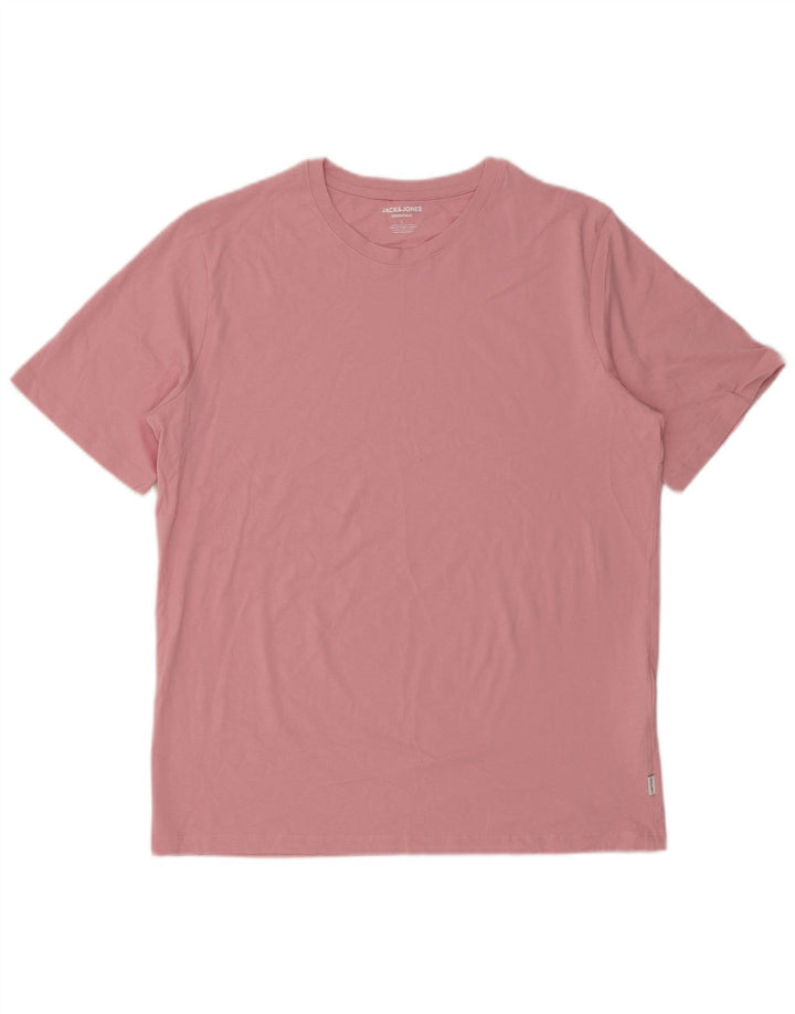 T-shirt da uomo Jack & Jones Top grande in cotone rosa