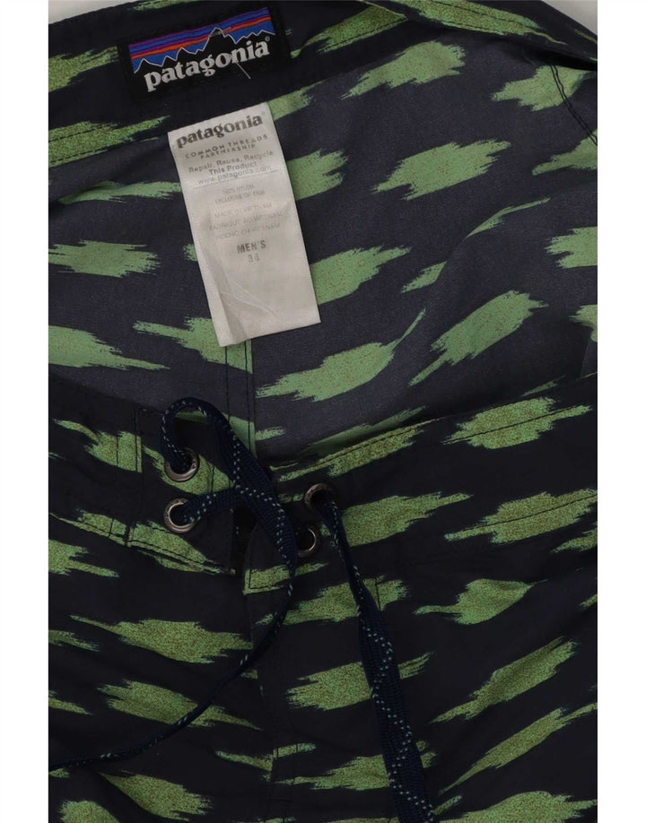 Patagonia Pantaloncini da bagno da uomo con motivo astratto, grandi in poliestere blu navy