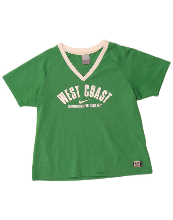 T-shirt grafica da donna Nike Top UK 16/18 XL poliestere color block verde