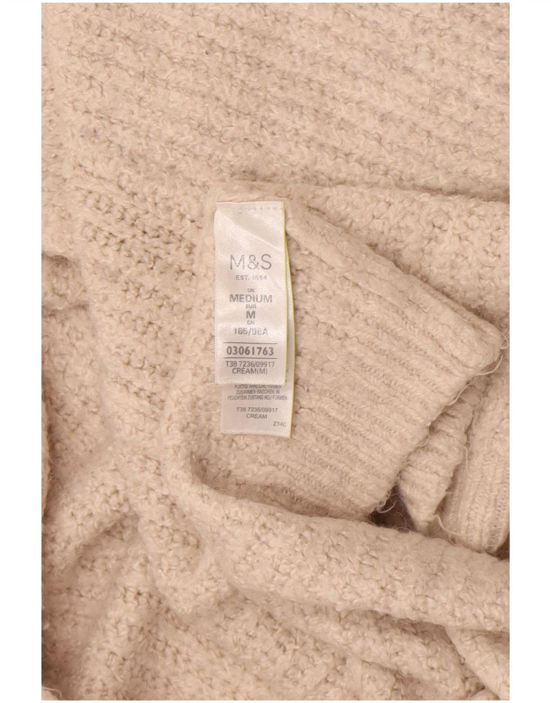 Maglione cardigan lungo da donna Marks & Spencer UK 12 medio bianco sporco