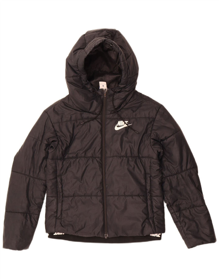 Giacca imbottita con cappuccio Nike da donna UK 10 piccola nera in poliestere