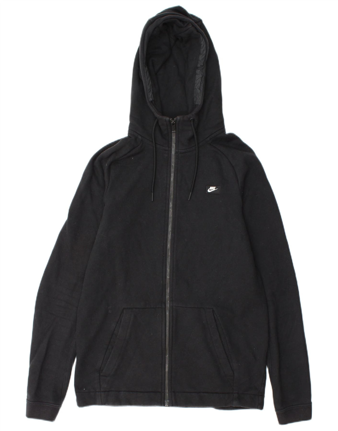 NIKE Mens Zip Hoodie Sweater Small Black Cotton