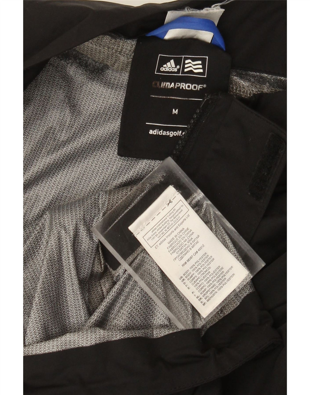 Giacca antipioggia grafica da uomo Adidas Clima Proof UK 38 poliestere nero medio