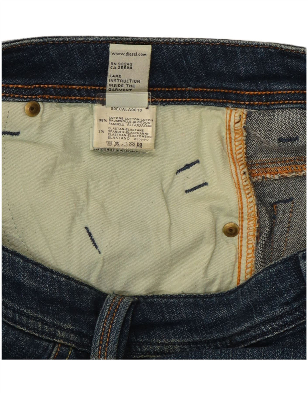 Jeans dritti da uomo Diesel W30 L33 in cotone blu