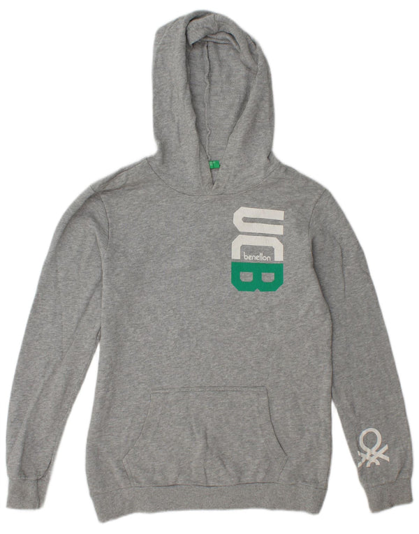 Maglione con cappuccio grafico da bambino Benetton 11-12 anni 2XL Cotone chiazzato grigio
