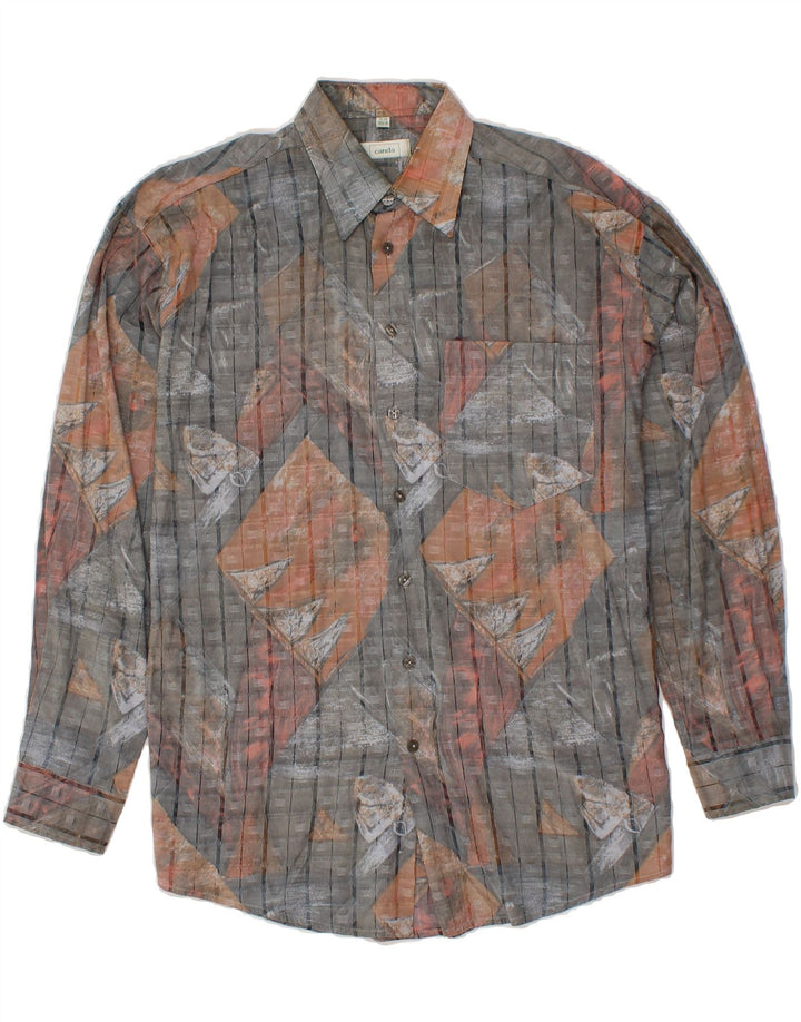 CANDA Mens Graphic Shirt Size 37/38 14 1/2 Small Grey Check Vintage Canda and Second-Hand Canda from Messina Hembry 