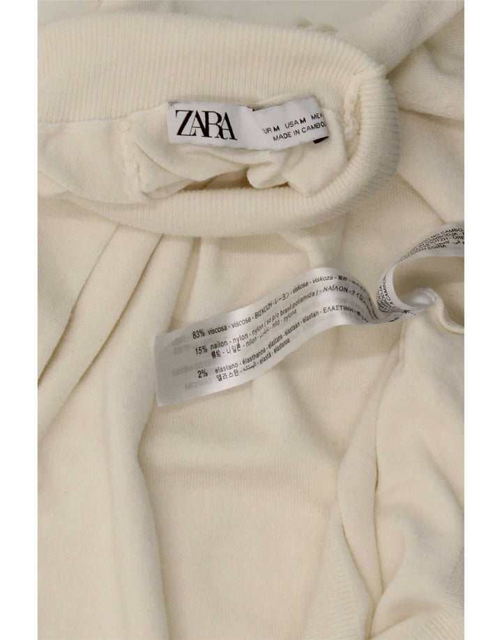 Maglione Zara da donna a maniche corte con collo alto UK 12 bianco medio