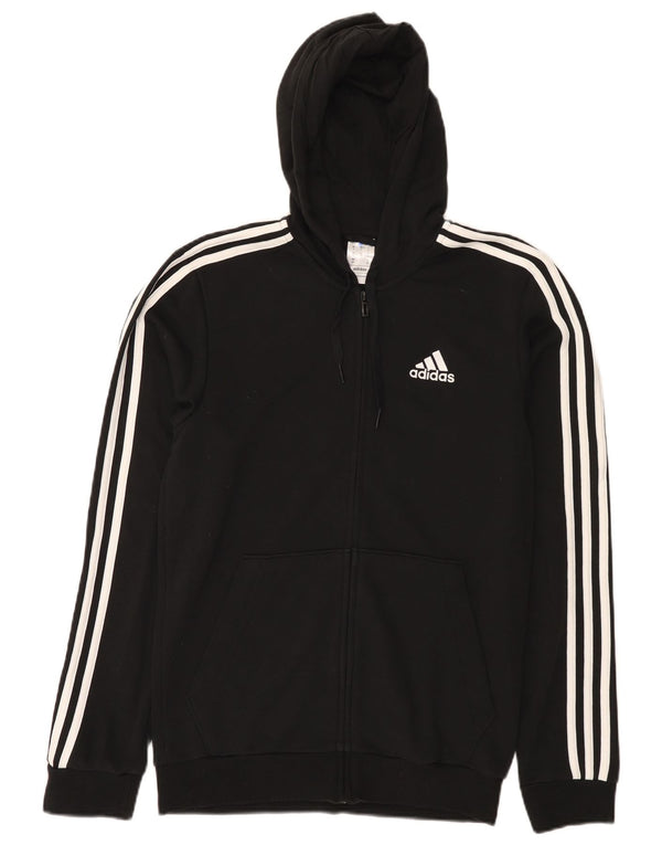Adidas Mens Zip Hoodie Sweater Small Black Cotton