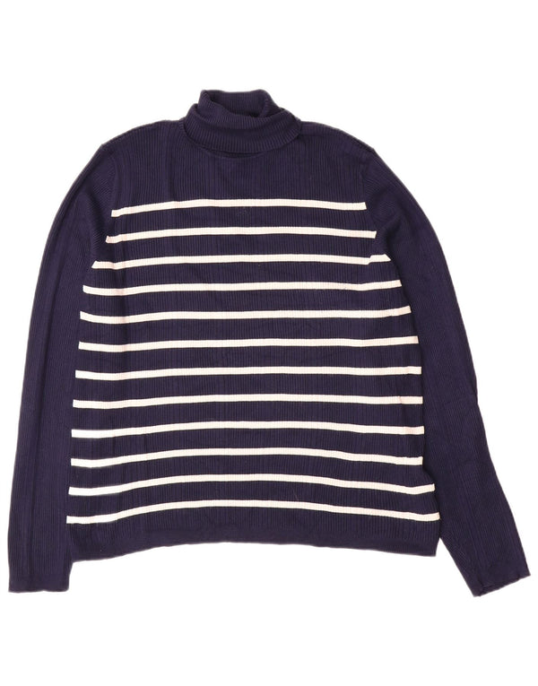 Maglione maglione a collo alto da donna Marks & Spencer UK 18 XL a righe blu navy