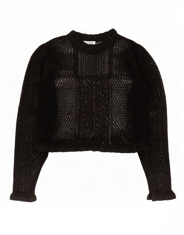 Top corto trasparente all'uncinetto da donna Zara UK 10 piccolo nero