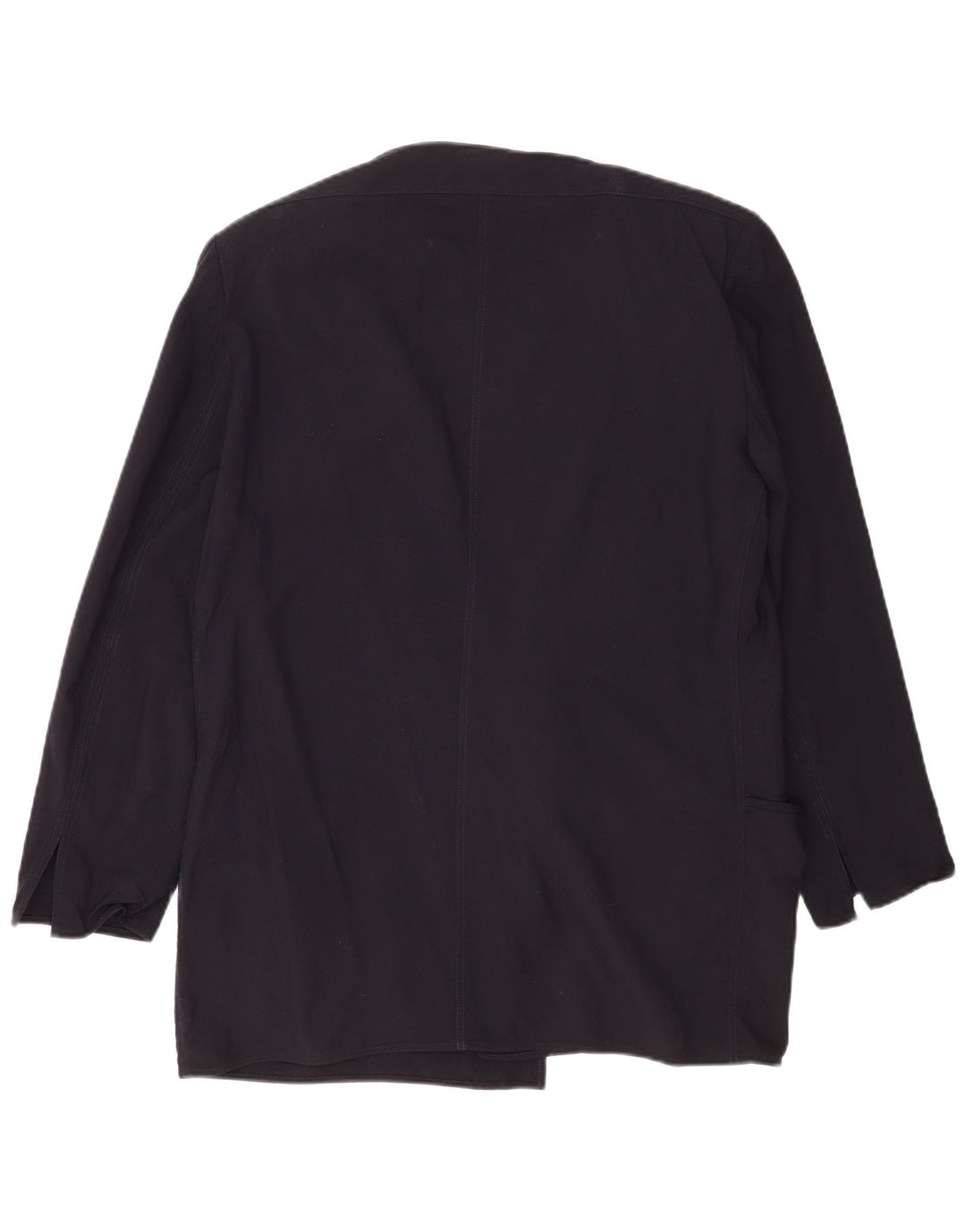 Giacca blazer aperta da donna vintage vestibilità ampia IT 46 grande lana blu navy