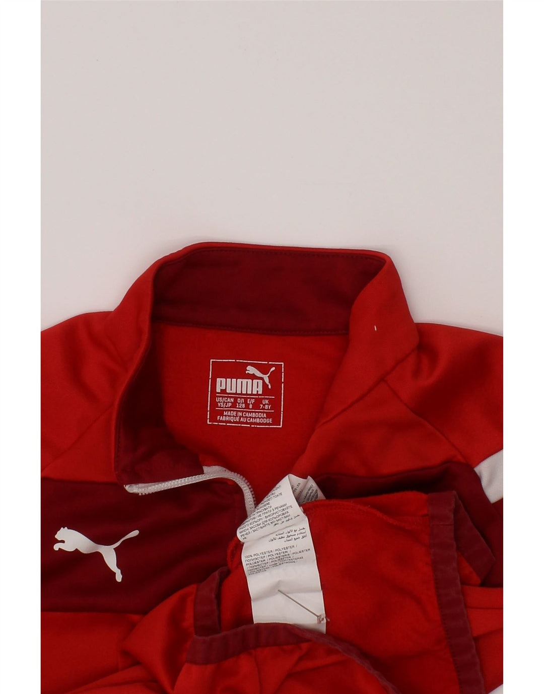 Maglia da tuta Puma da ragazzo con zip e collo, 7-8 anni, colore rosso