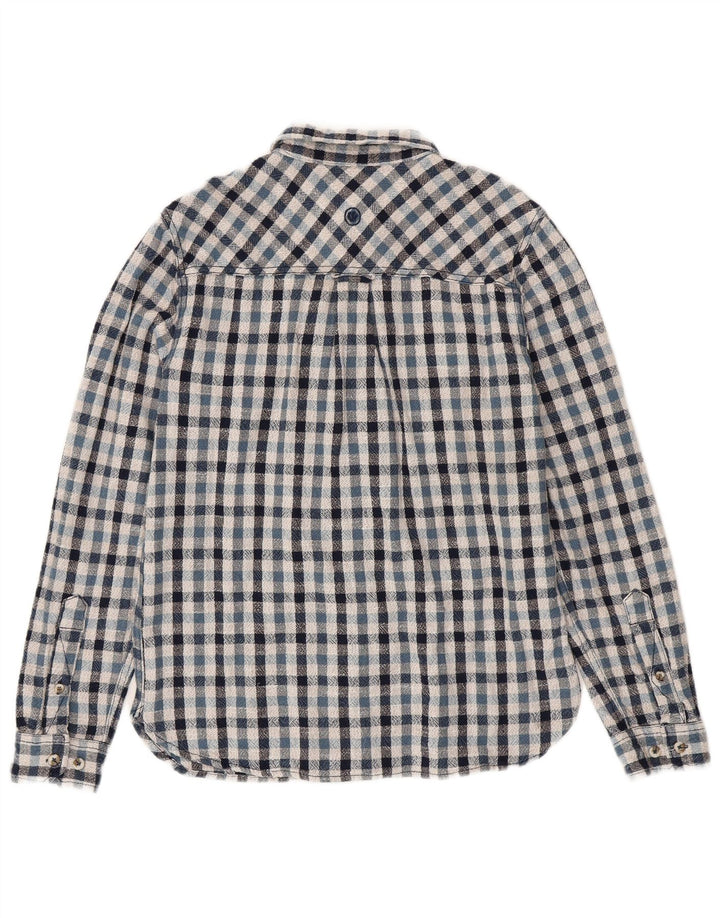 Camicia da uomo in flanella Fat Face in cotone a quadri blu medio