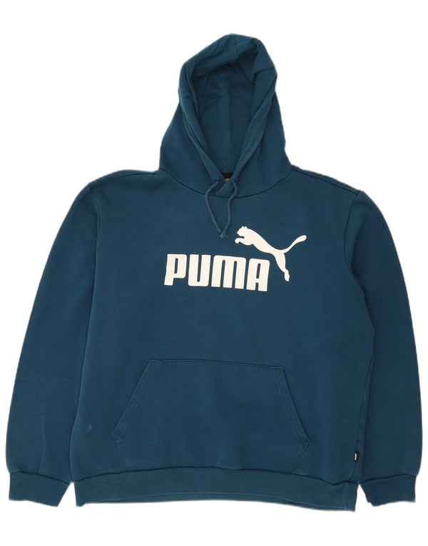 Felpa con cappuccio grafica da uomo Puma Large in cotone blu