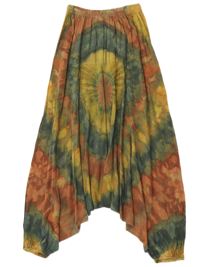 Pantaloni Harem vintage da donna grandi W34 L27 in cotone tie-dye multicolore