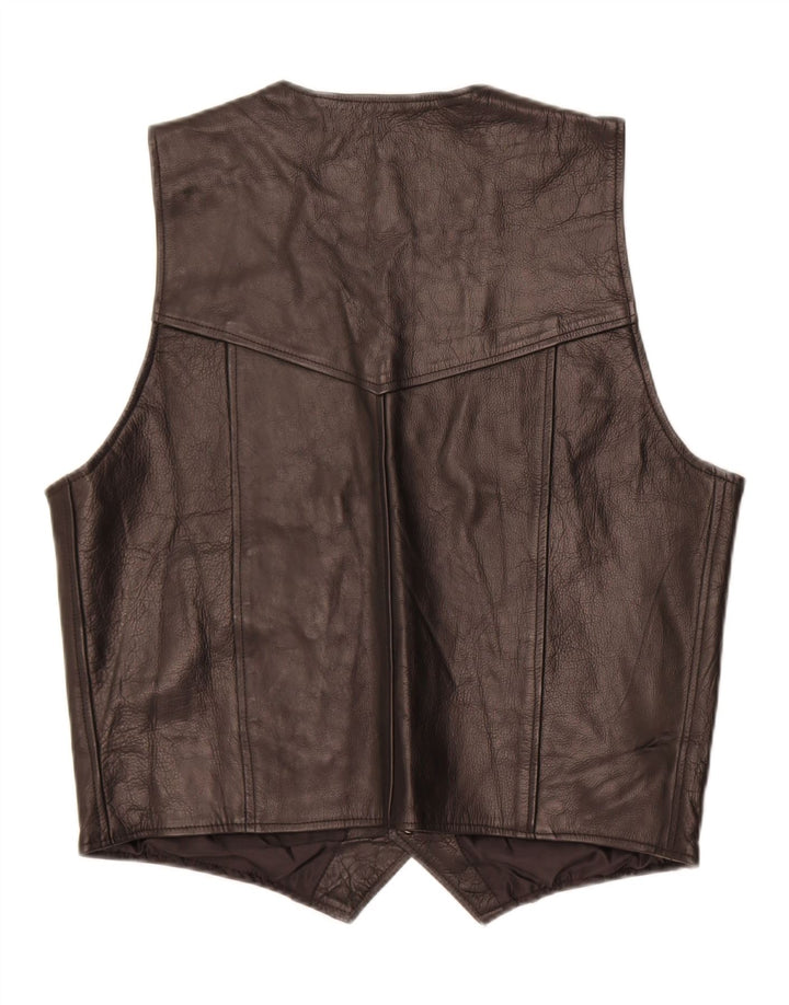 Gilet in pelle da uomo vintage XL in pelle nera