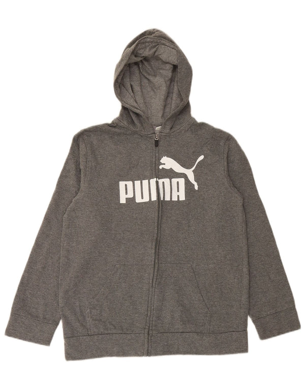 Felpa con cappuccio e zip grafica PUMA per ragazzi 12-13 anni, grande in cotone grigio