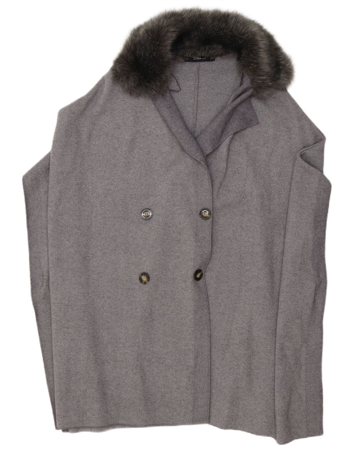 Cappotto poncho Zara da donna UK 10 piccolo in viscosa grigia