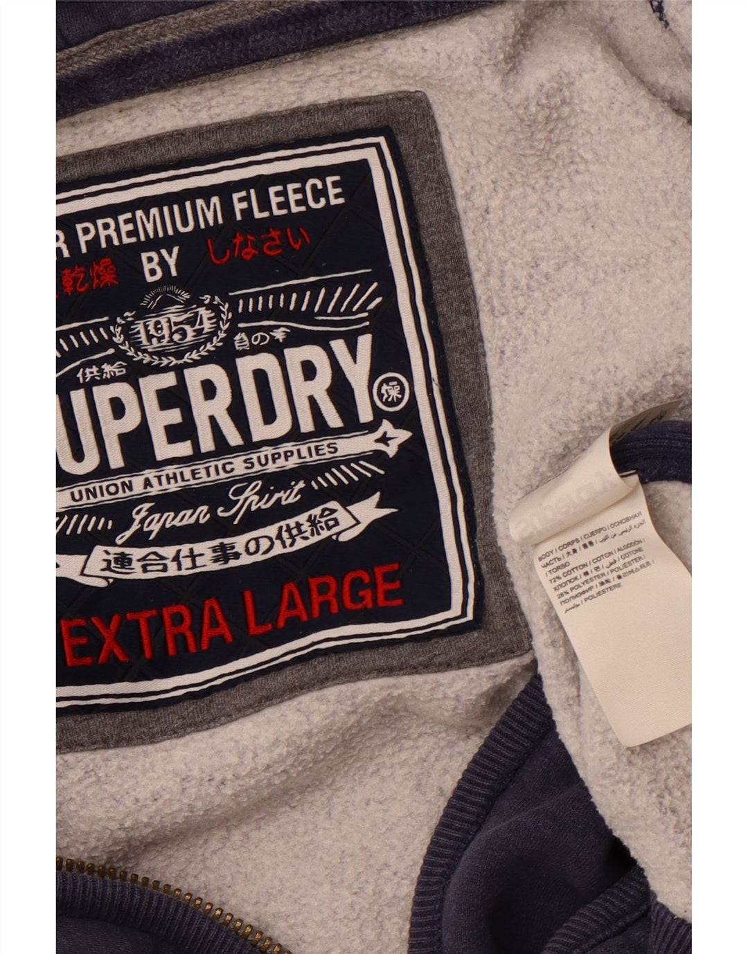 Felpa con cappuccio e zip grafica da uomo Superdry XL in cotone blu navy