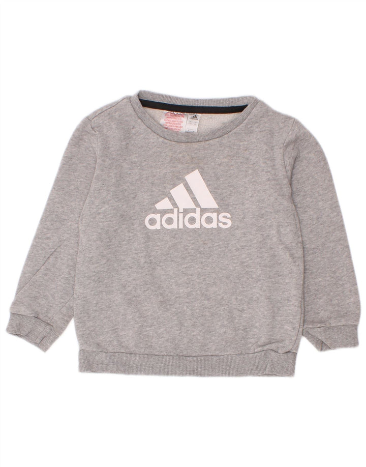 Felpa grafica Adidas per ragazzi, 2-3 anni, cotone grigio