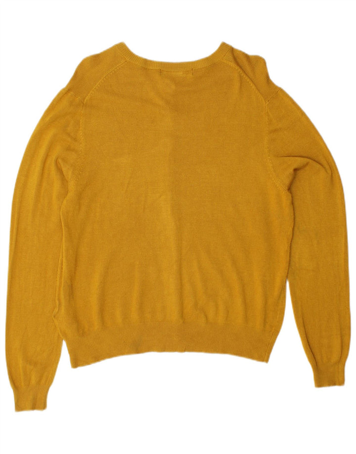 MARKS & SPENCER Maglione cardigan da donna UK 12 Viscosa giallo medio