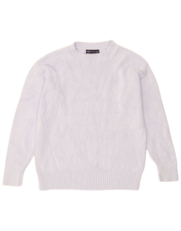Maglione maglione girocollo da donna Marks & Spencer UK 14 Cotone viola medio