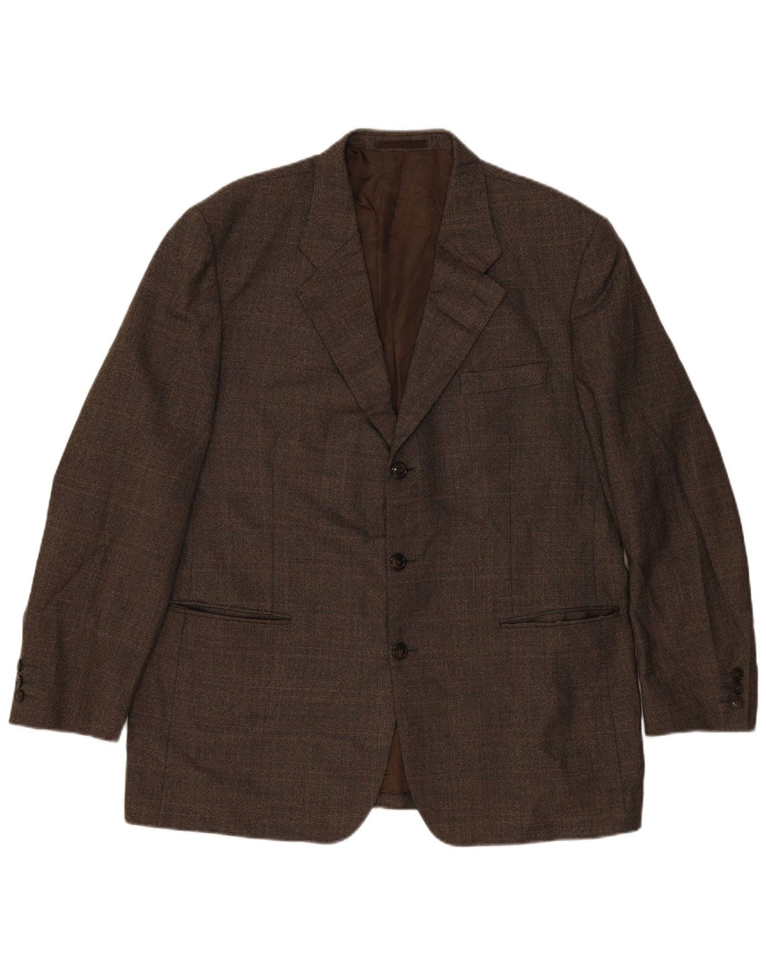 PIERRE CARDIN Mens 3 Button Blazer Jacket UK 42 XL Brown Check Wool